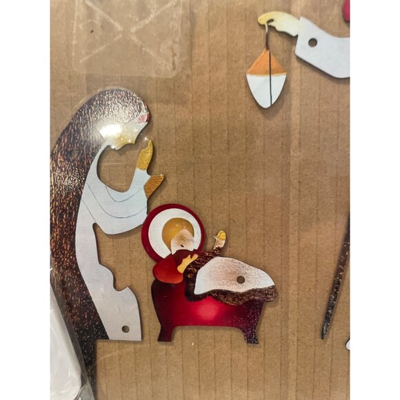 Metal Nativity Scene Decor W/ Alternate Lighting Modern Rustic Design Christmas - Picture 3 of 8